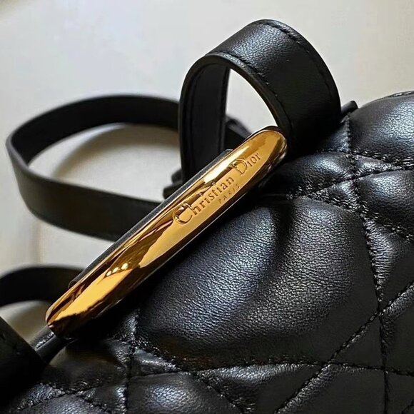 DIOR Caro Adjustable Strap Flap Backpack Women's Black - Picture 5 of 6